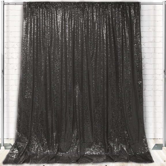 Your Chair Covers - Glitz Sequin on Taffeta Drape/Backdrop 12 ft x 104 Inches Black