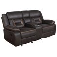 thumbnail image 2 of Benjara Garie 2pc Manual Reclining Sofa and Loveseat Set- Brown Faux Leather, 2 of 7