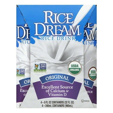 (2 pack) (2 Pack) RICE DREAM Enriched Original Organic Rice Drink, 8 fl oz, 4 count