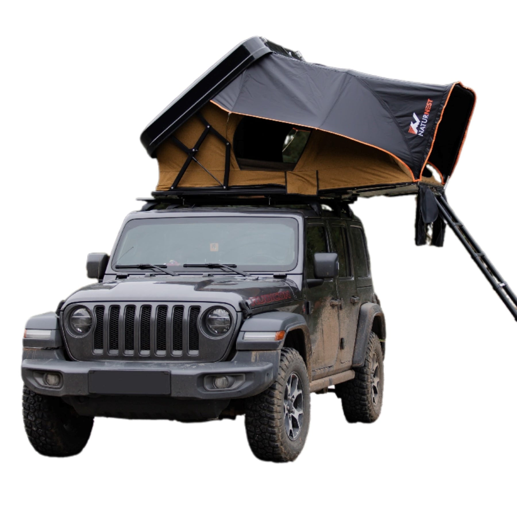 Naturnest Sirius 2 Hard-Shell Rooftop Tent – ABS Aluminium, Elevated Design for Jeep Wrangler Pickup W/ Mattress & Tri-LED Strip Light