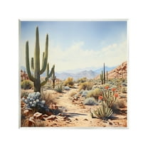 Stupell Industries Desert Cactus Path Landscape Painting Unframed Art Print Wall Art, 12 x 12