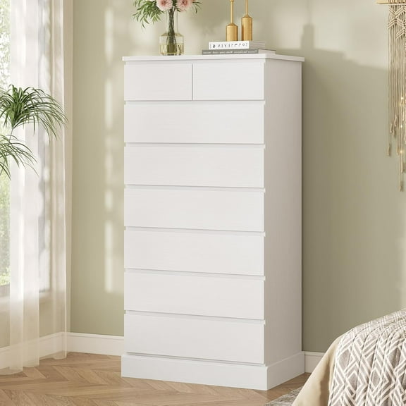 Hasuit White Tall Dresser for Bedroom, 59.6'' High 8 Drawer Dresser, Modern Chest of Drawers Storage Organizer for Closet, Taller Clothes Storage Tower with Ample Storage Space