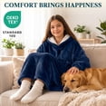 thumbnail image 4 of PAVILIA Fleece Sherpa Wearable Blanket Sweatshirt Hoodie for Kids, Navy, 4 of 7