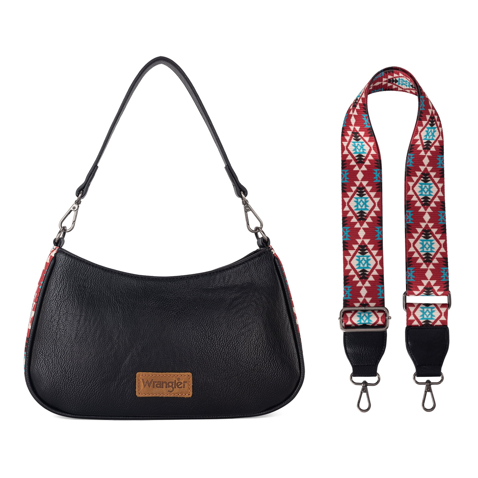 Wrangler Hobo Purse for Women Shoulder Purses Bag with Detachable Strap, Black