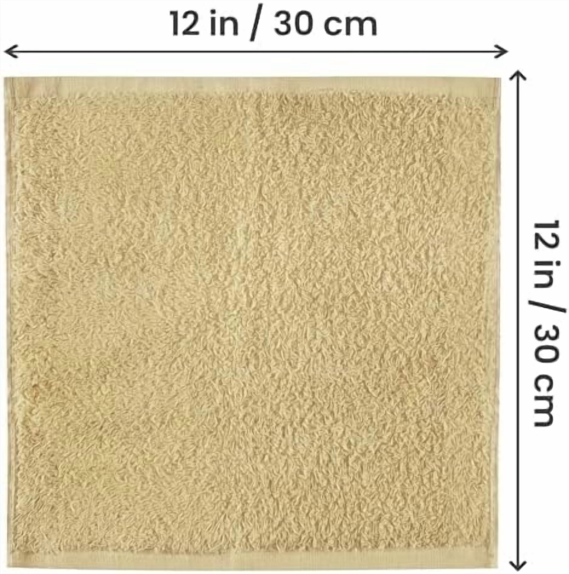 12 Pack Cotton Washcloths Set, 100% Ring Spun Cotton, Premium Flannel Face Cloths, Highly Absorbent and Soft Feel Fingertip Towels, Beige