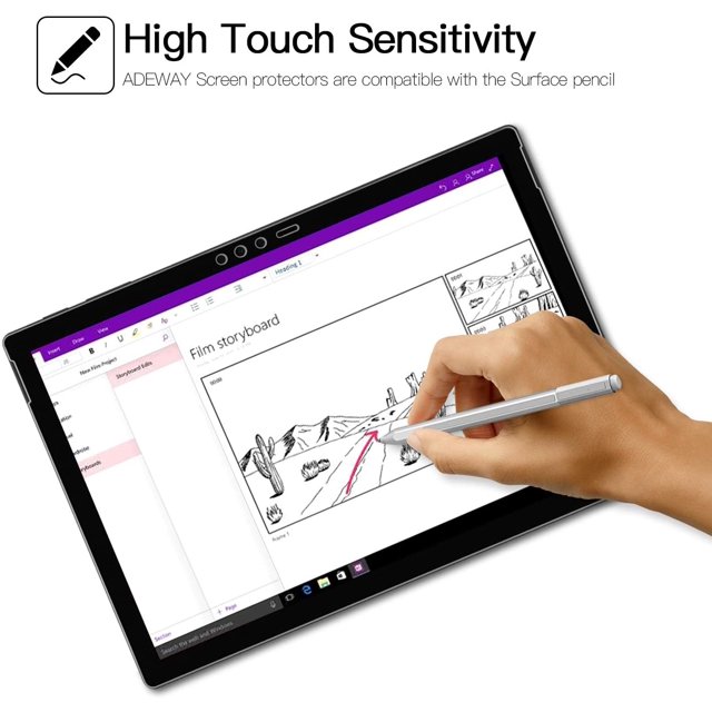 Adeway Tempered Glass Screen Protector for Surface Pro 6 / Surface Pro 5 / Surface Pro 4, Premium HD Clear, High