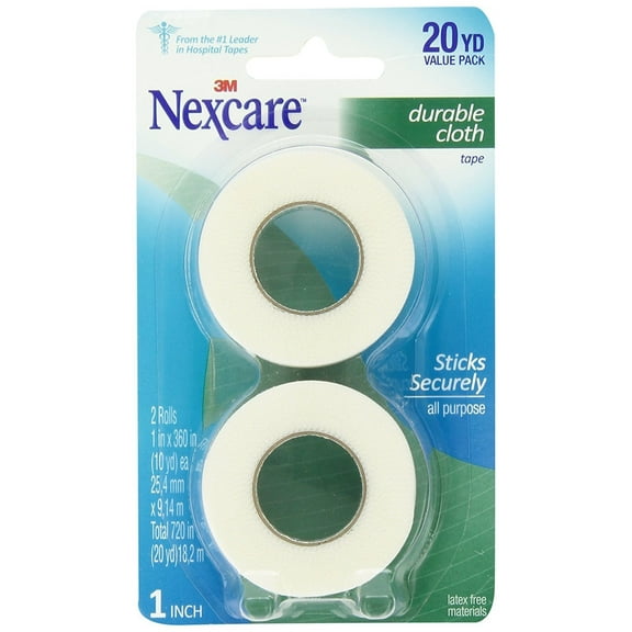 Nexcare Durable Cloth Carded 1 In Wide First Aid Tape, 10 Yard Roll, 2 Ct
