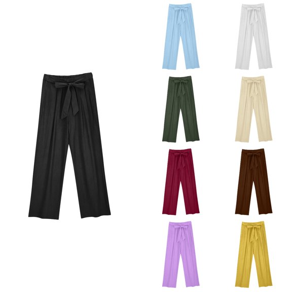 Antinious Plus Size Pants for Women Solid Linen Straight Leg Sweatpants with Drawstring,Fall Winter Trousers Pants for Women,Travel Pants Women,Dark Gray,L