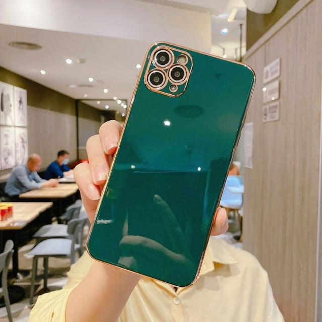 Luxury Gold Plated Electroplated Case for IPhone 11 12Pro Max 8 Plus XR XS Silicone Lens Protection 13 Pro Max 14 Cover