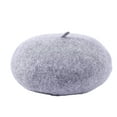 thumbnail image 2 of dianhelloya Women Winter Beret Vintage Solid Color Thick Knitted Decorative Sweet Style Painter Hat Dome Soft Anti-slip Lady Cap Party Prom Lady Hat Light Grey, 2 of 8