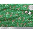 thumbnail image 2 of Soimoi Green Viscose Chiffon Fabric Snowflake & Red Berries Fruits Print Fabric by Yard 42 Inch Wide, 2 of 3