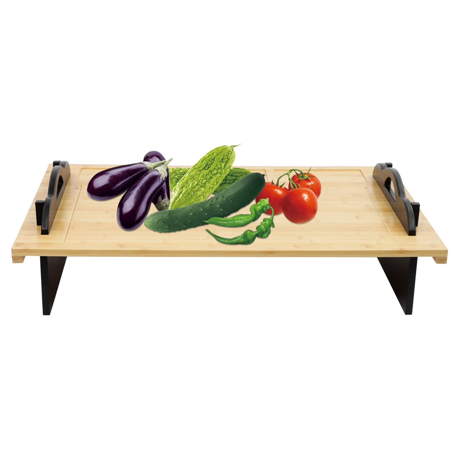 Stove Top Cover Board with Handles for Gas & Electric Stoves Wood Color
