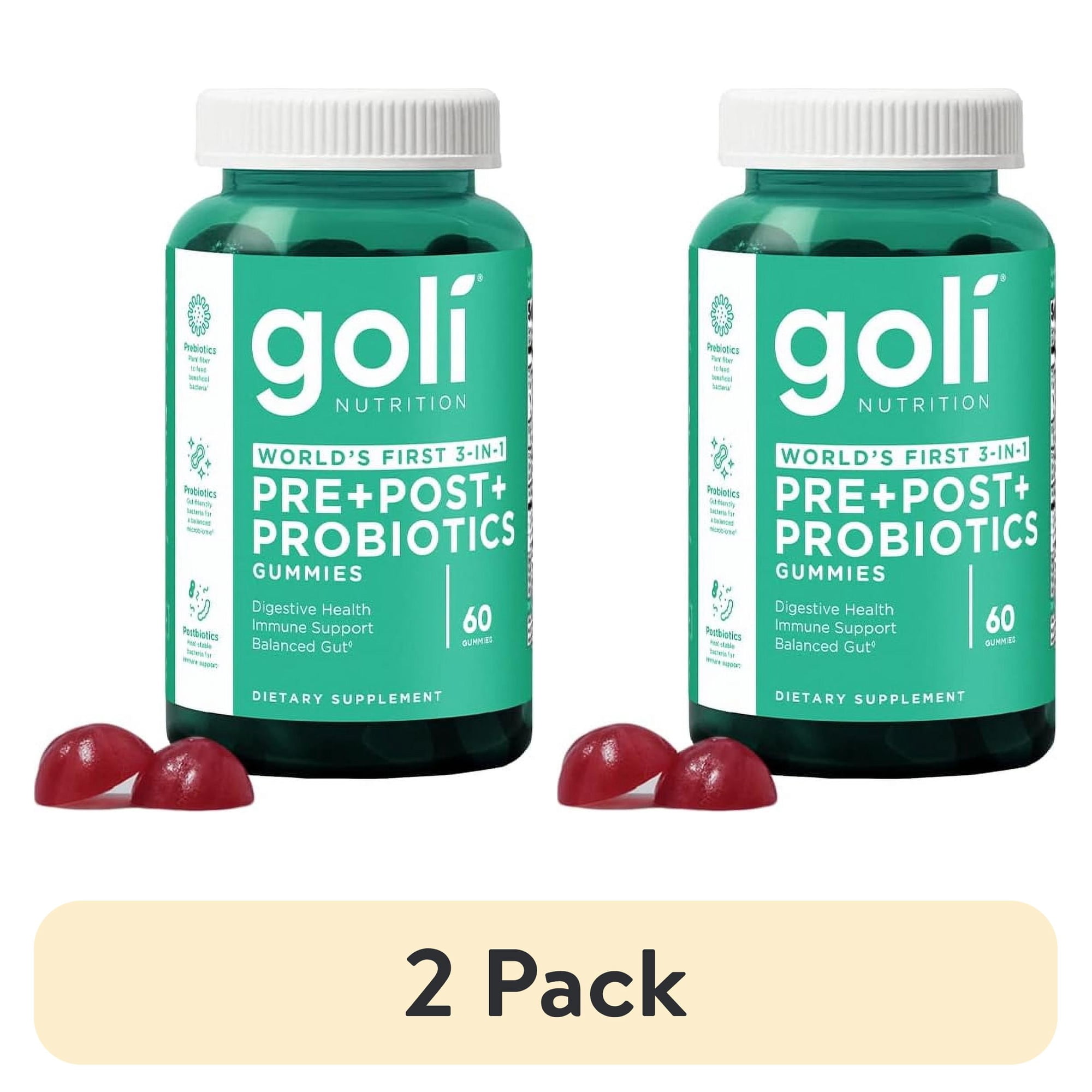 (2 pack) Goli Nutrition Pre+Post+ Probiotic Gummies, 60 Count