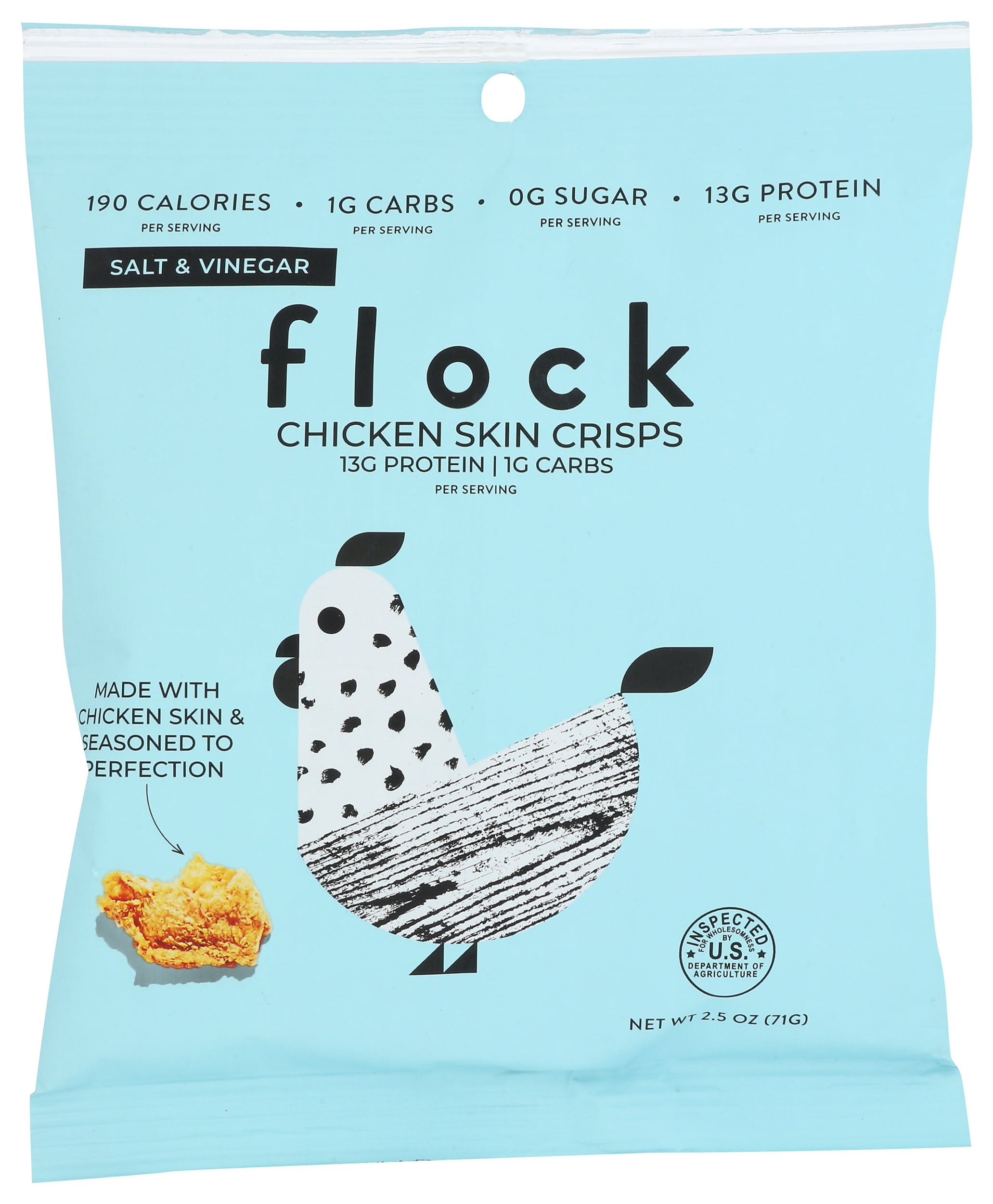 Flock Chicken Chips Chips Chicken Salt Vinega 2.5 Ounce Pack Of 8