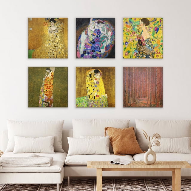 Set Cuadros Canvas Arte En Lienzo Estilo Galeria Con Bastidor No Sintetico El Beso Y Más De Gustav Klimt