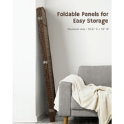 Jostyle 6ft Tall Room Divider with Hand-Woven Design, 4-Panel Folding Privacy Screen Freestanding Mocha