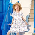 thumbnail image 6 of FORMRS Girls Short Sleeve Dress Summer Casual Round Neck A-line Beach Sundress, Sizes 2T-8T, Pink Mosaic Pattern, 6 of 8