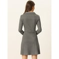 thumbnail image 4 of Vestido acampanado de manga larga con cuello de solapa de gamuza sintética para mujer Gris Oscuro S, 4 of 6