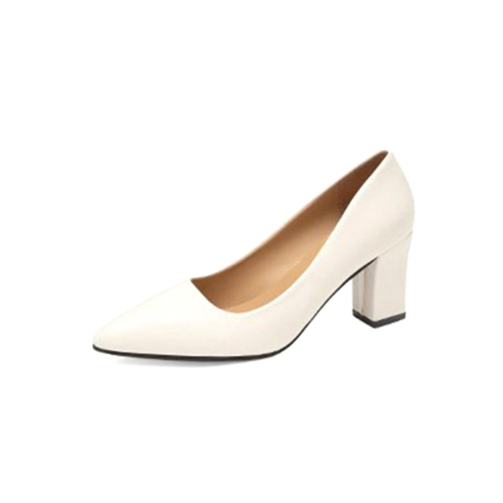 Block heel pumps white online