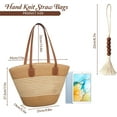 thumbnail image 6 of Straw Beach Tote Bag for Women, Large Woven Purse with Zipper for Summer Travel, Beach Vacation Shoulder Bag, 6 of 7