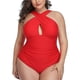 thumbnail image 2 of Trajes de baño de una pieza con cruz frontal para mujer, talla grande, control de barriga, 2 of 4