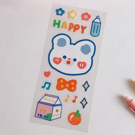

Delivery on time!!Ins Wind Cute Hand Account Sticker Sweet Tea Tea Bear Hand Account Material Japanese Cartoon Water Cup Decoration Stickers