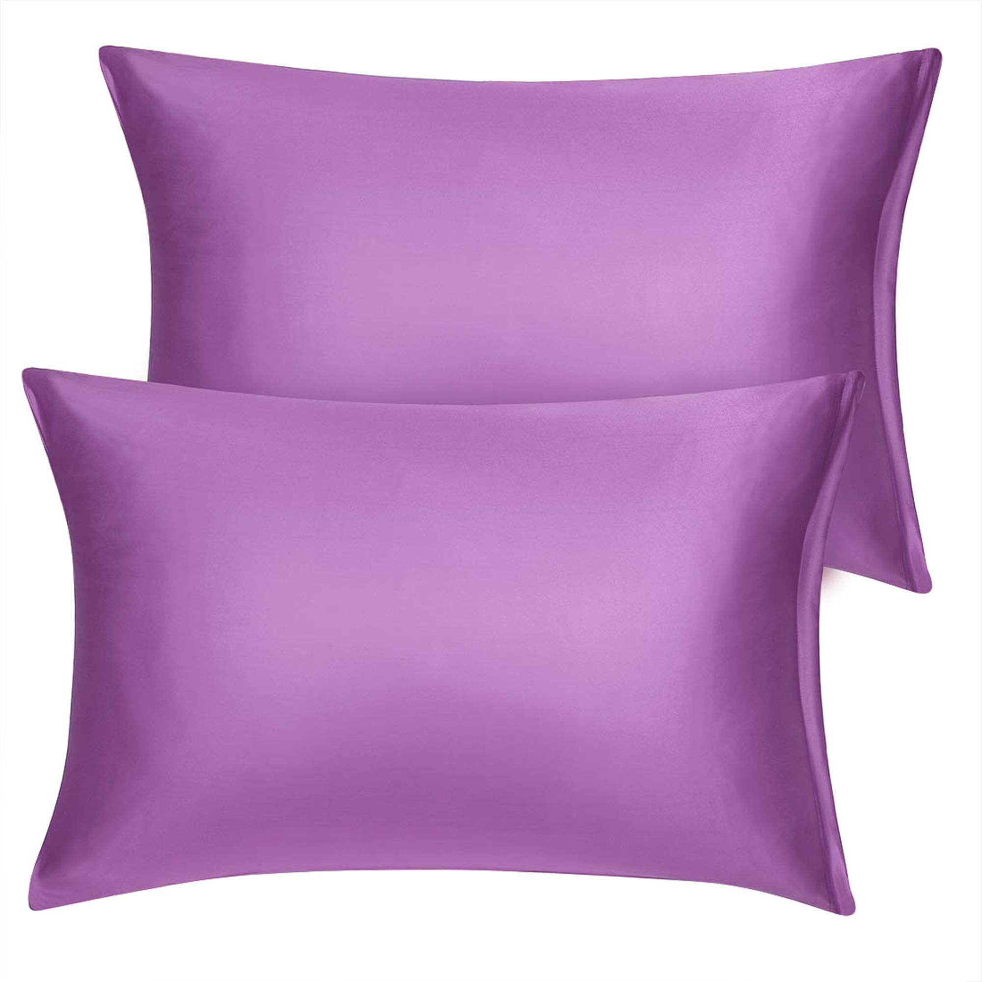 2 Pack Standard Silky Satin Pillowcases Zippered Pillow Cases Covers