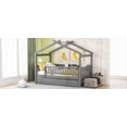 thumbnail image 5 of Twin Size Pinewood Platform Bed with Trundle Gray for Bedroom, 5 of 18