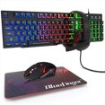 thumbnail image 1 of BlueFinger Clavier de Jeu RGB et Souris Rétroéclairée et Combo Casque, Clavier Rétroéclairé Filaire USB, Ensemble Clavier et Souris de Jeu LED, Casque avec Microphone pour Ordinateur Portable PC Jeu et Travail, 1 of 8