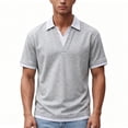 thumbnail image 6 of Josdec Men's Striped Trim V-Neck Short Sleeve Polo Shirt, Casual Layered Collar Pullover for Summer Daily & Office Wear M-XXXL, 6 of 8
