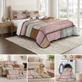 thumbnail image 6 of Queen Quilt Set 90''x96'', Pink Brown Vintage Lightweight Bedspread Coverlet Set with 2 Pillow Shams, Retro Farmhouse Elegant Pastoral Breathable All Season Quilt Bedding for Bedroom/Guest Room, 6 of 9