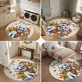 thumbnail image 4 of Round Area Rugs 6Ft, Thanksgiving Fall Non-Slip Washable Circle Rugs Carpet, Country Dog Pumpkin Sunflower Maple Leaf Indoor Outdoor Rug Floor Mats Throw Runner for Bedroom Living Room Bathroom, 4 of 7