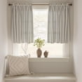 thumbnail image 3 of shiyou-Kitchen Curtains Linen Tier Striped Cafe Curtain 24 Inch Stripe Small Window Drapes Balanced Stripe Drape Light Filtering Farmhouse for Bathroom Laundry 2 Panels Black on Beige, 3 of 4