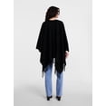 thumbnail image 2 of Scenario Women's Fringe Ruana, Mid-weight, Black Soot, 2 of 4