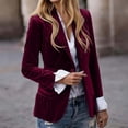 thumbnail image 2 of Ticikt Women's Velvet Suit Blazer Jacket Casual Notch Collar Long Sleeve One Buttons Open Front Blazer Coat Pocket, 2 of 5
