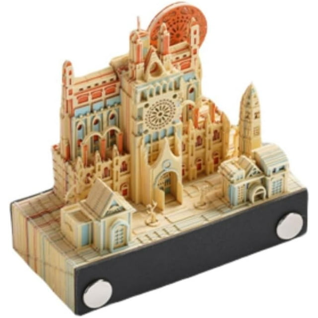 GHSDFBB 3D Memo Pad Autumn in Prague Notepad Non-Sticky Notes Paper Carving Convenience Stickers Art Craft Gift for Christmas Housewarming Desktop Decoration (Without Calendar & Light)