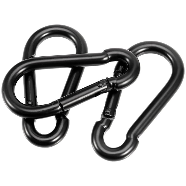 4 Inch Carabiner Clip Spring Snap Hook Black Heavy Duty Steel Clip Link  Buckle 10x100mm 2pcs for Hammock Punching Bags Swing Chairs Gym Equipment