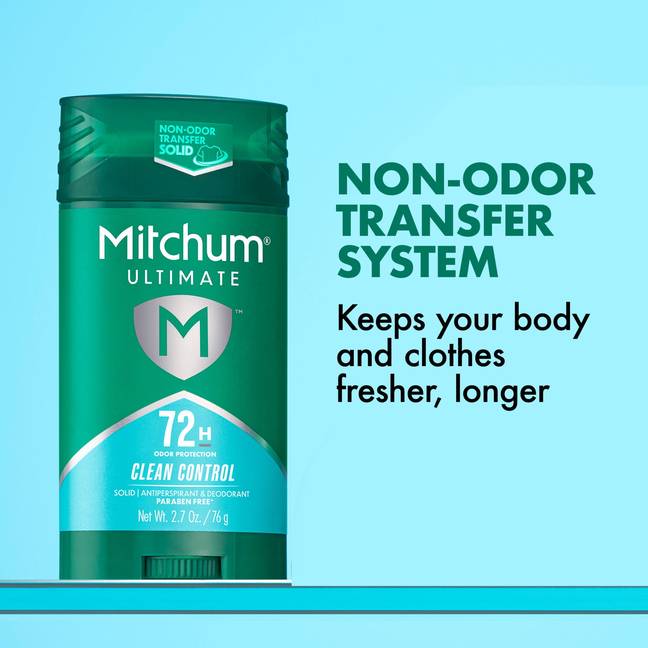 Mitchum Ultimate 72H Odor Protection Men’s Antiperspirant & Deodorant, Invisible Solid, Clean Control, 2.7 oz