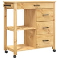 thumbnail image 1 of vidaXL Chariot de Cuisine Roulant sur Roues Salon Bois Massif Pin, 1 of 6
