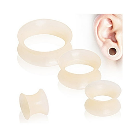 Pair Of Ultra Thin Silicone Earskin Flesh Tone Plugs,Gauge (Thickness):1/2" (12Mm)