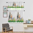 thumbnail image 4 of Kitchen Window Curtains Valance and Tier Set, Farmhouse Rabbit Easter Egg Rod Pocket Tier Curtain Valance Set, Rustic Wood Board Flower Light Filtering Cafe Curtains for Bedroom Living Room, 4 of 9