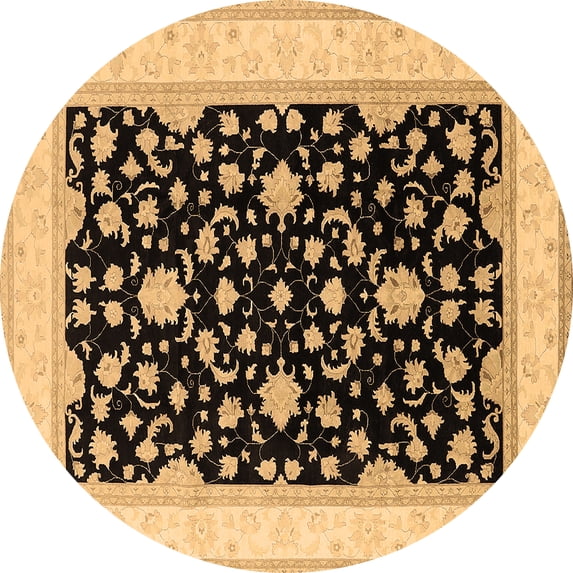 Ahgly Company Indoor Round Oriental Brown Traditional Area Rugs, 5' Round