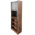 thumbnail image 6 of LUMAMIN Fold-Out Writing Table, Convertible Folding Desk, Foldable Computer Desk with Storage Shelves, Sliding Glass Doors & Pegboard Hooks for Home Office, Bedroom, Walnut, 6 of 8