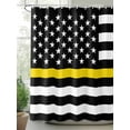 thumbnail image 2 of Thin Yellow Shower Curtain, Line Gold Emergency Dispatchers Truck Flag Waterproof Shower Curtain Set with 12 Hooks Lightweight Washable Fabric Shower Curtains for Bathroom 36x72 Inches, 2 of 6