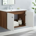 thumbnail image 5 of Sink Vanity Cabinet, Wall Mounted, Wood, Brown Walnut White, Modern Contemporary Urban Design, Hotel Bedroom Bathroom Master Suite Guest, 5 of 10