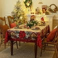 thumbnail image 6 of Christmas Rectangle Jacquard Tablecloth with Red Flower, Polyester Poinsettia Vintage Floral Printed Table Cloth for Xmas Party Decoration/Holiday (60x84 Inch), 6 of 8