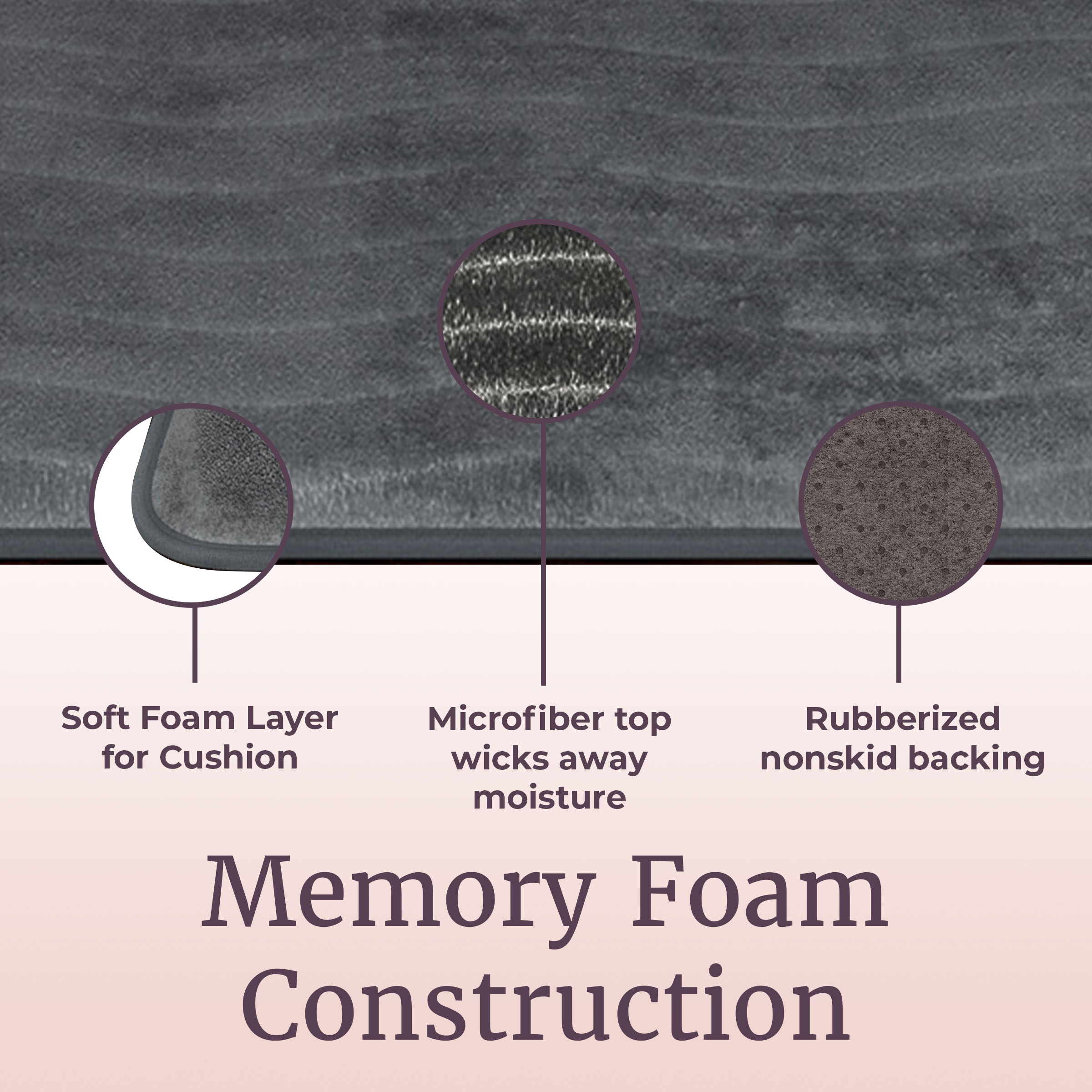 Somerset Home 2 Piece Memory Foam Bath Mat Set - Platinum
