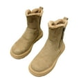 thumbnail image 2 of Bnwani Women Boots Footwear Winter Toe Zipper Flat Thick Ankle Warm Outdoor Snow Boot Brown Size 6.5, 2 of 6