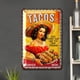 thumbnail image 2 of Placa Metal Vintage Taco Girl Pintura Hierro Rectangular Arte La Pared 20x30cm, 2 of 9