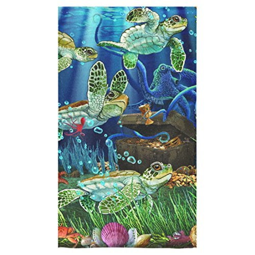 ZKGK Sea Turtle Hand Towel Bath Bathroom Shower Towels 16'x28'(One side) Home Outdoor Travel Use